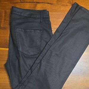 WHBM Black Coated Denim Jeans